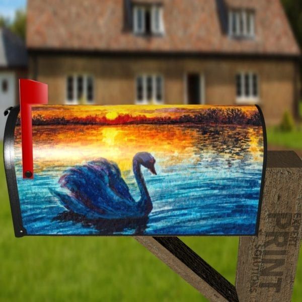 Beautiful Sunset Swan Decorative Curbside Farm Mailbox Cover