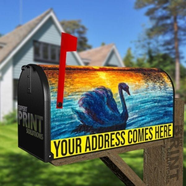 Beautiful Sunset Swan Decorative Curbside Farm Mailbox Cover