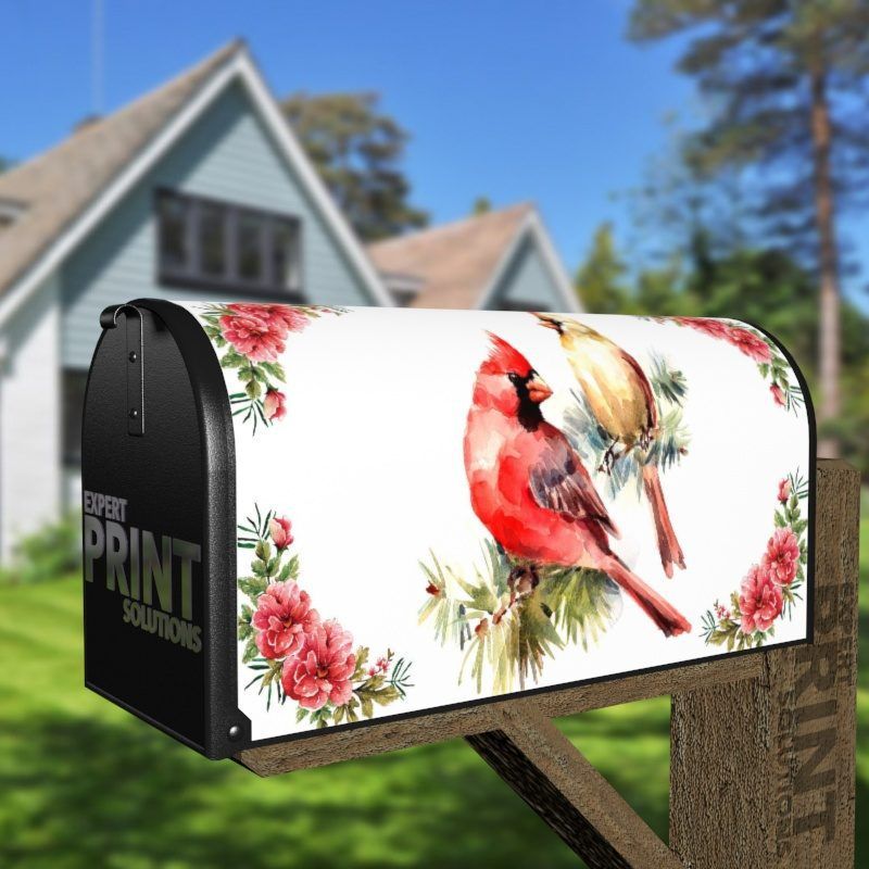 Pretty Cardinal Couple Decorative Curbside Farm Mailbox Cover