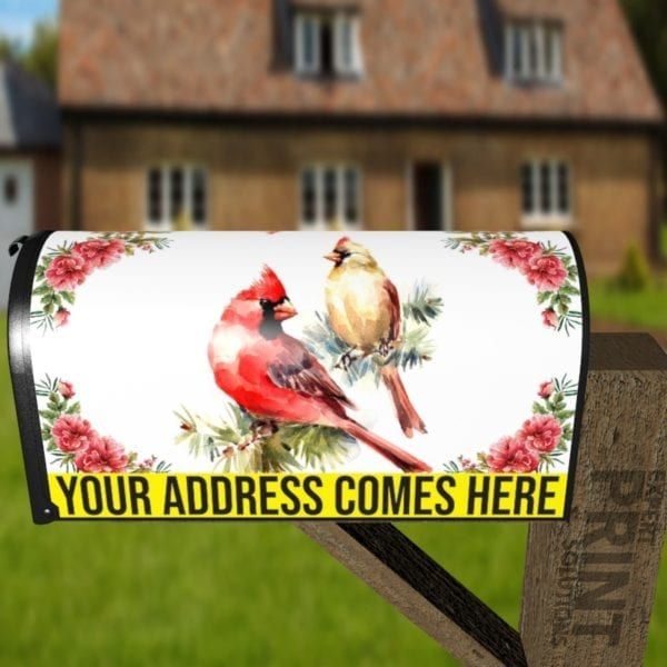 Pretty Cardinal Couple Decorative Curbside Farm Mailbox Cover