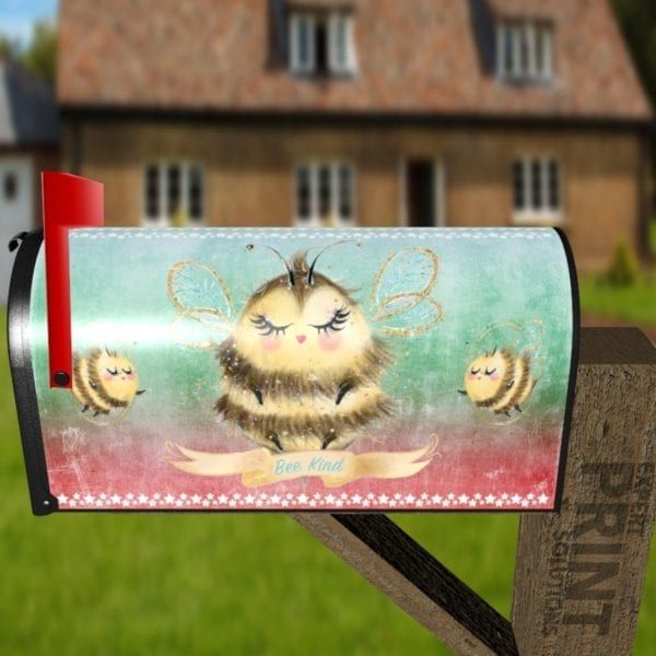 Cute Little Bee - Bee Kind Decorative Curbside Farm Mailbox Cover