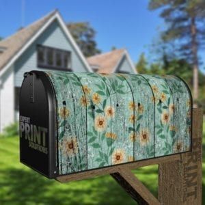 Green Wood Flower Design Decorative Curbside Farm Mailbox Cover