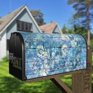 Blue Wood Flower Design #2 Decorative Curbside Farm Mailbox Cover