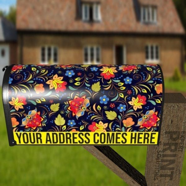 Russian Flower Pattern Decorative Curbside Farm Mailbox Cover