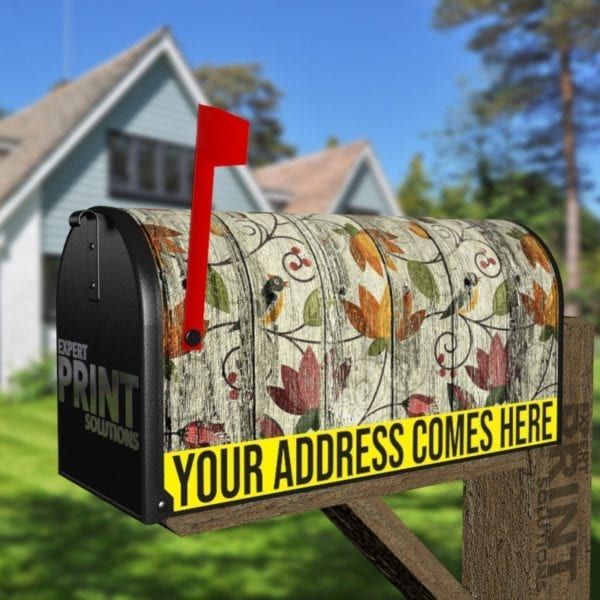 Wood Flower Design with Birds Decorative Curbside Farm Mailbox Cover