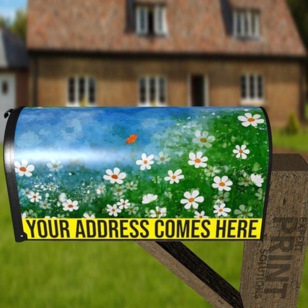 Cute Daisies and a butterfly Decorative Curbside Farm Mailbox Cover