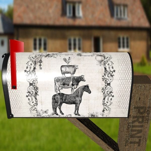 Vintage Stacked Animals Decorative Curbside Farm Mailbox Cover