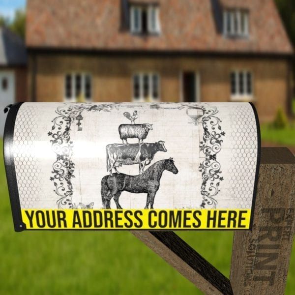 Vintage Stacked Animals Decorative Curbside Farm Mailbox Cover