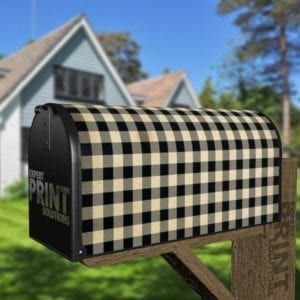 Farmhouse Buffalo Plaid Pattern - Black and Tan Decorative Curbside Farm Mailbox Cover