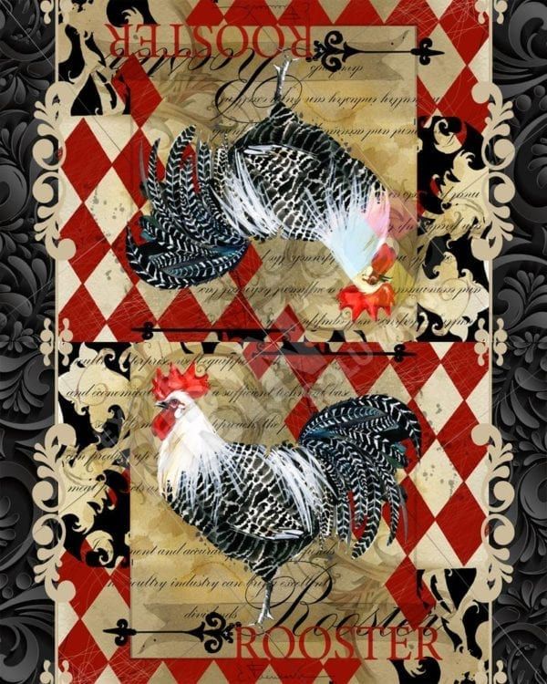 Vintage Farmhouse Rooster Design #2 Decorative Curbside Farm Mailbox Cover