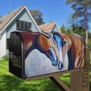 Lovely Horse Couple Decorative Curbside Farm Mailbox Cover