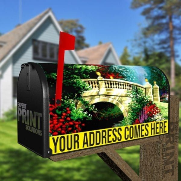 Bridge in the Forest Decorative Curbside Farm Mailbox Cover