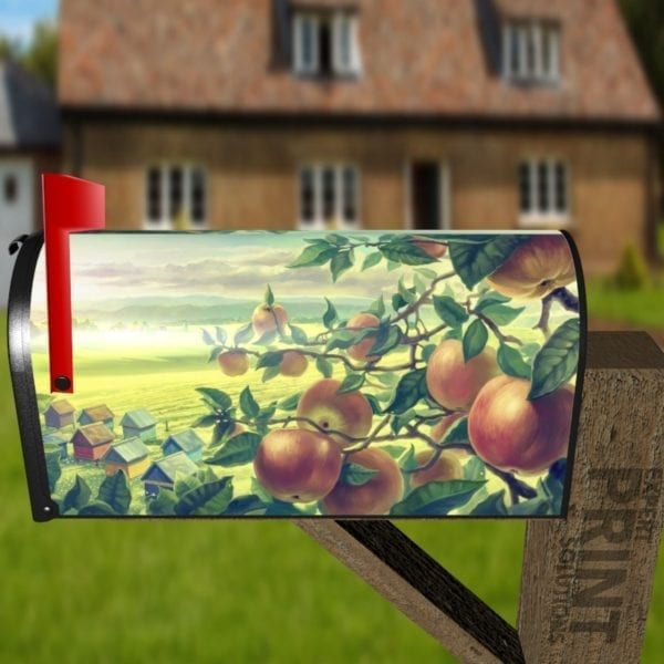 Mountain Side Orchard Over Looking the Village Decorative Curbside Farm Mailbox Cover