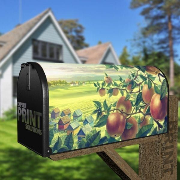 Mountain Side Orchard Over Looking the Village Decorative Curbside Farm Mailbox Cover