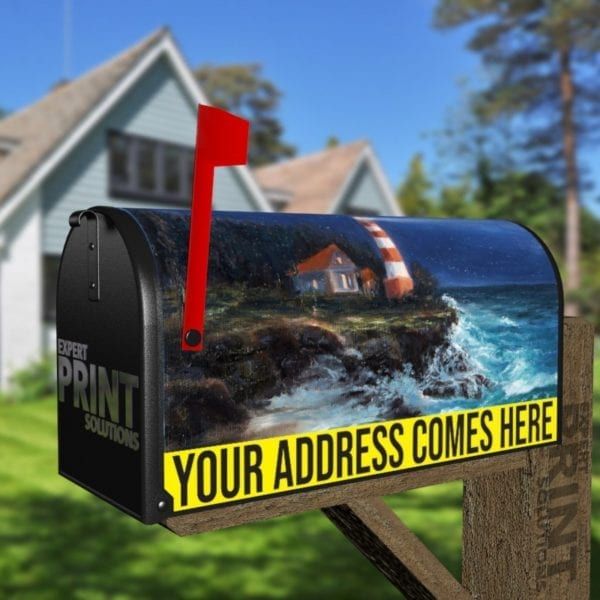Lighthouse in a Stormy Night Decorative Curbside Farm Mailbox Cover