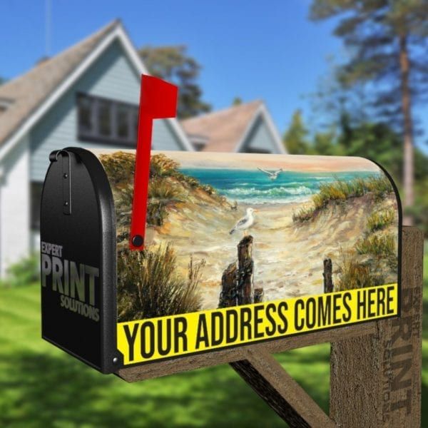 Summertime at the Beach with Seagulls Decorative Curbside Farm Mailbox Cover