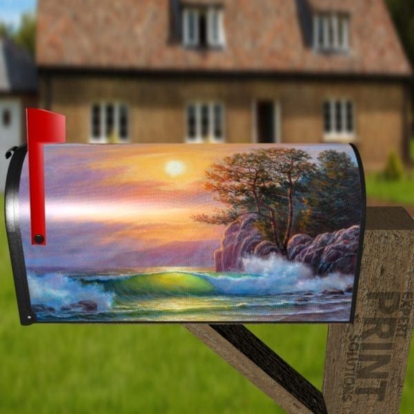 Sunset Ocean Waves Decorative Curbside Farm Mailbox Cover