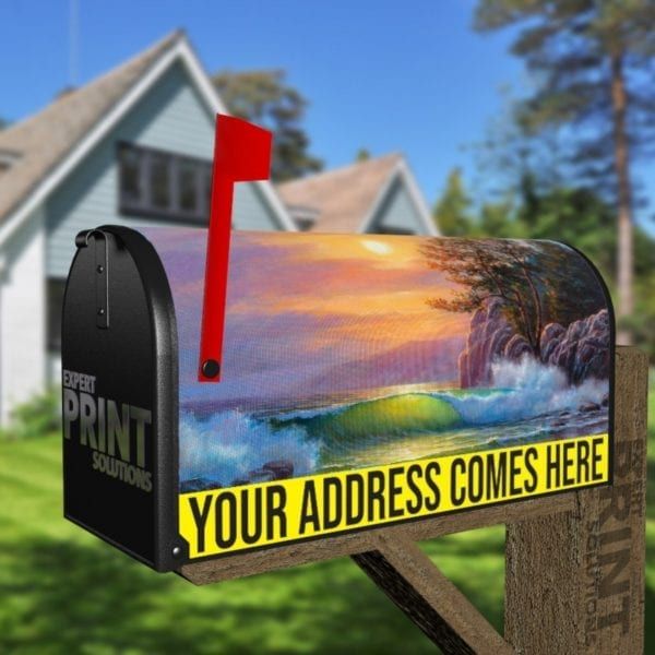 Sunset Ocean Waves Decorative Curbside Farm Mailbox Cover