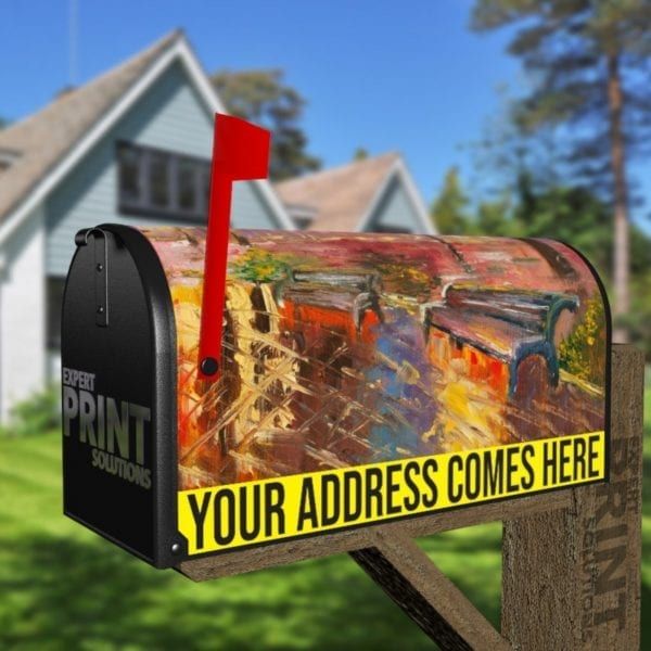 Autumn in the City #2 Decorative Curbside Farm Mailbox Cover