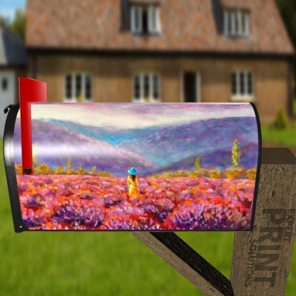 Girl in a Lavender Field Decorative Curbside Farm Mailbox Cover
