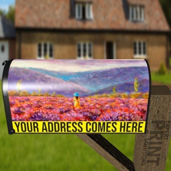 Girl in a Lavender Field Decorative Curbside Farm Mailbox Cover