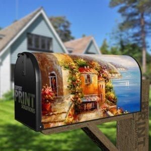 Beautiful Harbor View in Greece Decorative Curbside Farm Mailbox Cover