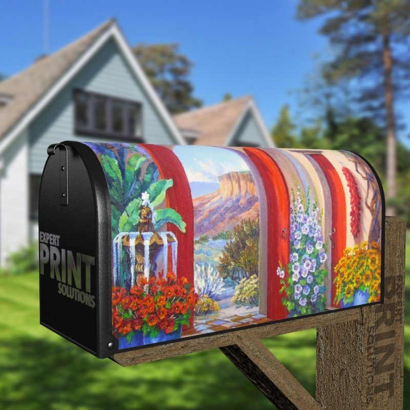 Mediterranean Garden Gate Decorative Curbside Farm Mailbox Cover