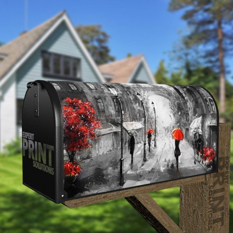 Rainy Day in Paris Decorative Curbside Farm Mailbox Cover