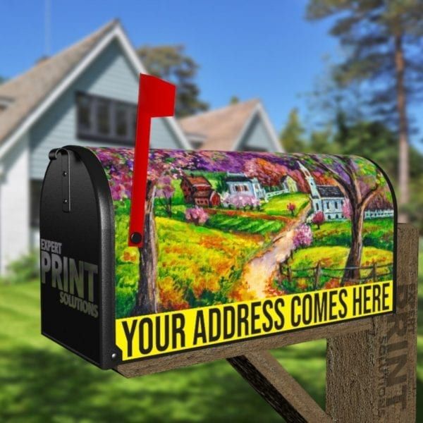 Beautiful Little Town Decorative Curbside Farm Mailbox Cover