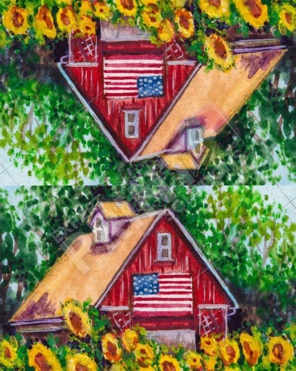 Cute American Barn in a Sunflower Field Decorative Curbside Farm Mailbox Cover