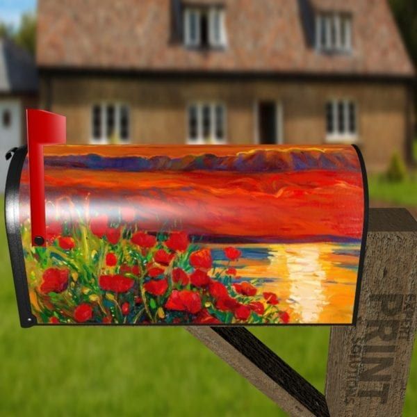 Oceanside Poppies Decorative Curbside Farm Mailbox Cover