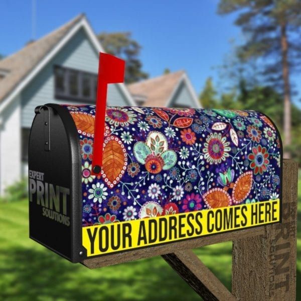 Beautiful Ethnic Native Boho Flower Design Decorative Curbside Farm Mailbox Cover