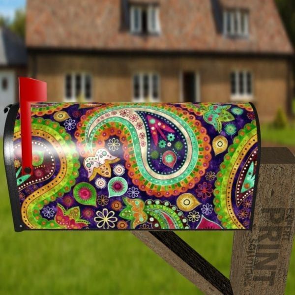 Beautiful Folk Ethnic Native Boho Paisley Design #2 Decorative Curbside Farm Mailbox Cover