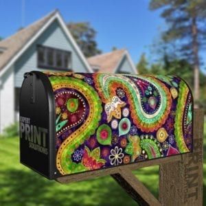 Beautiful Folk Ethnic Native Boho Paisley Design #2 Decorative Curbside Farm Mailbox Cover