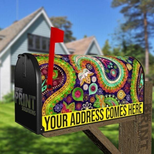 Beautiful Folk Ethnic Native Boho Paisley Design #2 Decorative Curbside Farm Mailbox Cover