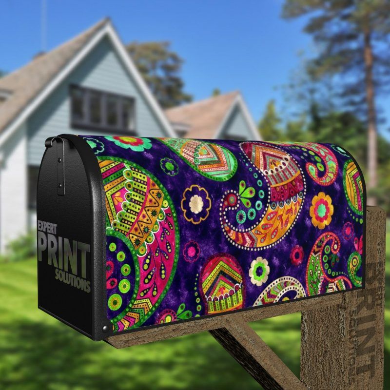 Beautiful Folk Ethnic Native Boho Paisley Design #3 Decorative Curbside Farm Mailbox Cover