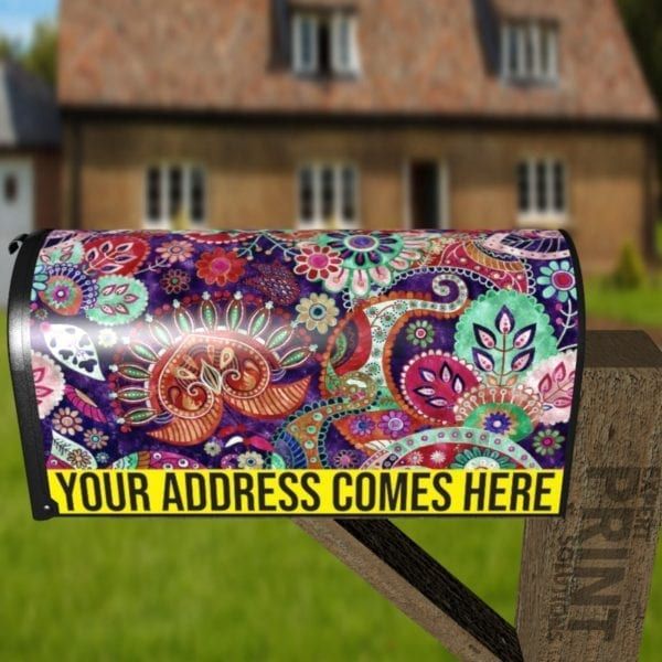 Beautiful Folk Ethnic Native Boho Paisley Design #4 Decorative Curbside Farm Mailbox Cover
