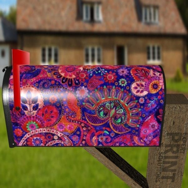 Beautiful Folk Ethnic Native Boho Paisley Design #5 Decorative Curbside Farm Mailbox Cover