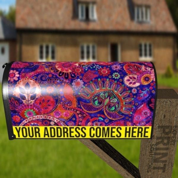 Beautiful Folk Ethnic Native Boho Paisley Design #5 Decorative Curbside Farm Mailbox Cover