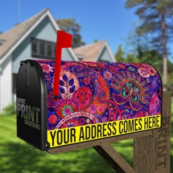 Beautiful Folk Ethnic Native Boho Paisley Design #5 Decorative Curbside Farm Mailbox Cover