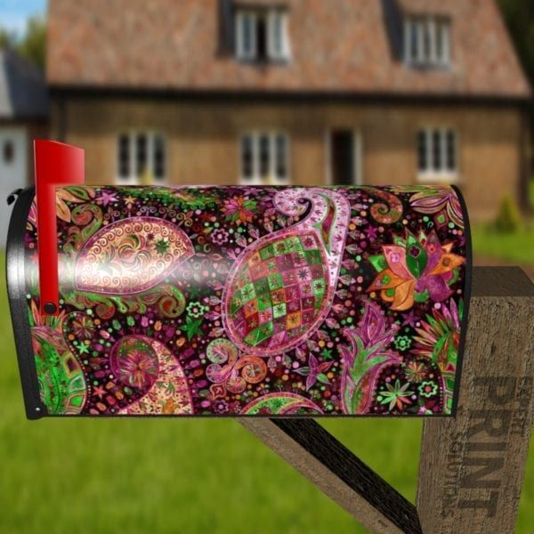 Beautiful Folk Ethnic Native Boho Paisley Design #8 Decorative Curbside Farm Mailbox Cover