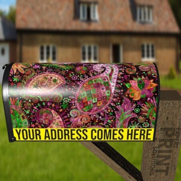 Beautiful Folk Ethnic Native Boho Paisley Design #8 Decorative Curbside Farm Mailbox Cover
