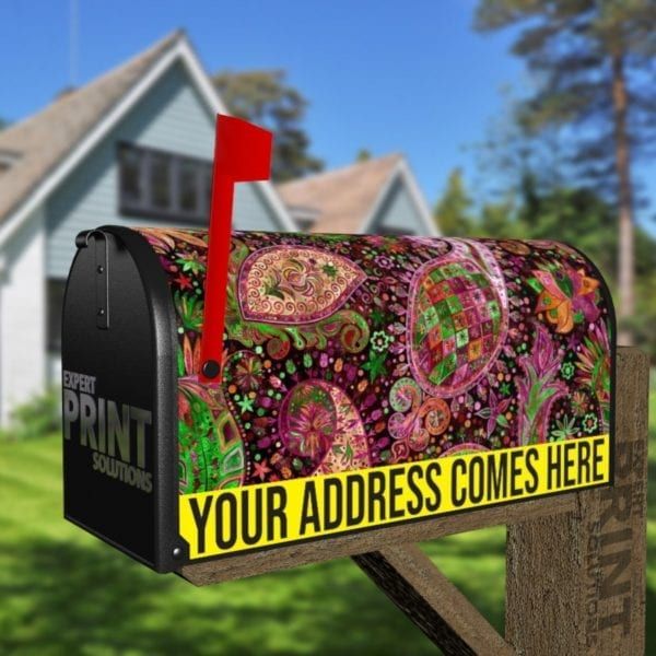 Beautiful Folk Ethnic Native Boho Paisley Design #8 Decorative Curbside Farm Mailbox Cover