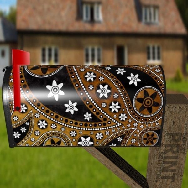Beautiful Folk Ethnic Native Boho Paisley Design #12 Decorative Curbside Farm Mailbox Cover
