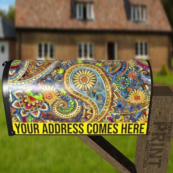 Beautiful Folk Ethnic Native Boho Paisley Design #13 Decorative Curbside Farm Mailbox Cover