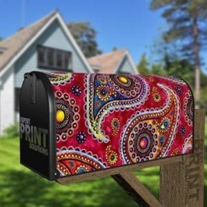Beautiful Folk Ethnic Native Boho Paisley Design #15 Decorative Curbside Farm Mailbox Cover