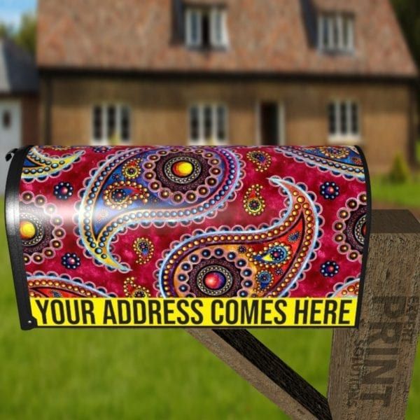 Beautiful Folk Ethnic Native Boho Paisley Design #15 Decorative Curbside Farm Mailbox Cover
