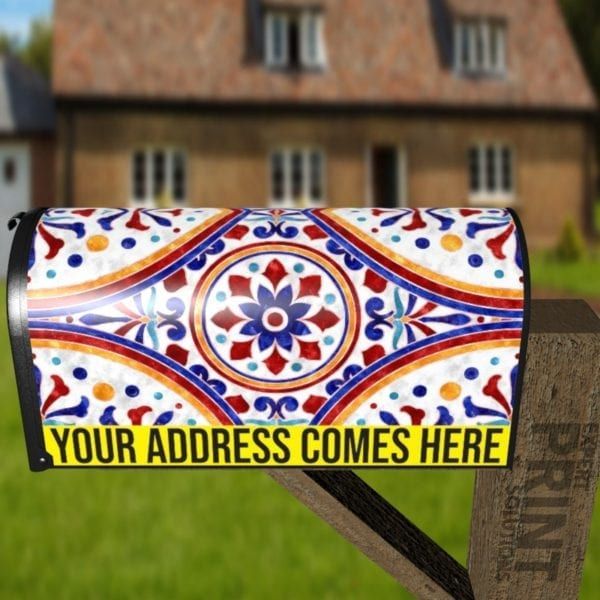 Beautiful Ethnic Native Boho Tile Design #3 Decorative Curbside Farm Mailbox Cover
