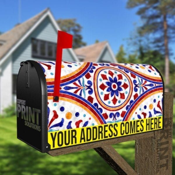 Beautiful Ethnic Native Boho Tile Design #3 Decorative Curbside Farm Mailbox Cover