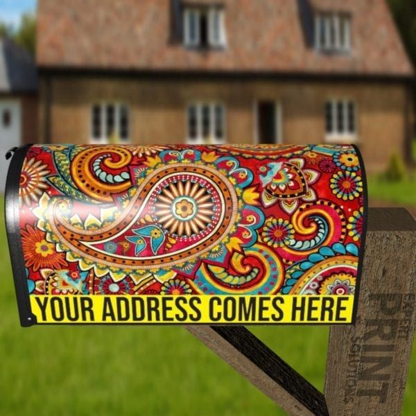 Beautiful Folk Ethnic Native Boho Paisley Design #20 Decorative Curbside Farm Mailbox Cover